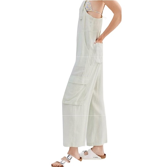 BDG Pants - Urban Outfitters BDG Tilly Linen Utility Overalls in Light Green‎ S